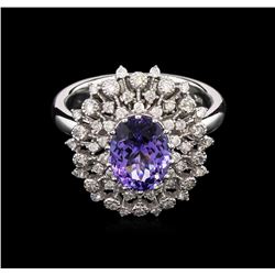 14KT White Gold 2.18ct Tanzanite and Diamond Ring