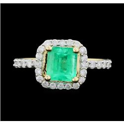 14KT Yellow Gold 1.29ct Emerald and Diamond Ring