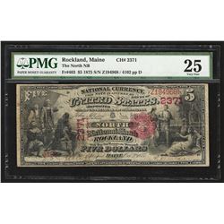 1875 $5 National Bank of Rockland ME Currency Note PMG VF25