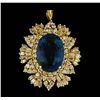 Image 1 : 14KT Yellow Gold 12.64ct Blue Topaz and Diamond Pendant