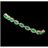 Image 2 : 14KT Yellow Gold 4.81ctw Emerald and Diamond Bracelet