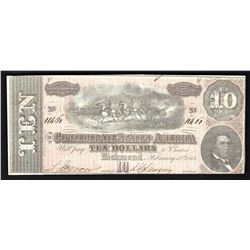 1864 $10 The Confederate States of America Note
