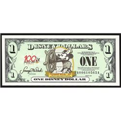 2002 $1 Disney Dollars Steamboat Wille Note