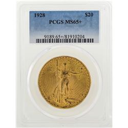 1928 $20 St. Gaudens Double Eagle Gold Coin PCGS MS65+