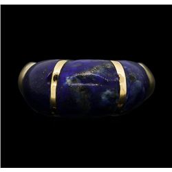 18KT Yellow Gold Blue Enamel Ring