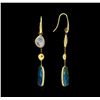 Image 2 : 14KT Yellow Gold Blue and White Gemstone Dangle Earrings