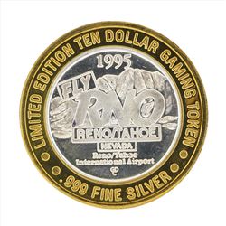 .999 Silver RNO Reno Tahoe International Airport $10 Casino Gaming Token Limited
