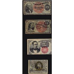 Lot of (4) U.S. Fractional Currency Note
