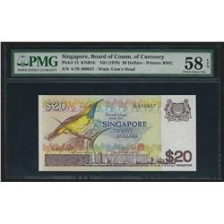 1979 $20 Singapore Sunbird Currency Note PMG Choice AU58EPQ