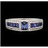 Image 1 : 14KT White Gold 1.00ctw Sapphire and Diamond Ring