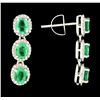 Image 2 : Platinum 1.75ctw Emerald and Diamond Earrings