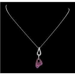 14KT-18KT White Gold 1.40ctw Pink Sapphire and Diamond Pendant with Chain