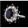 Image 2 : 14KT White Gold 6.61ctw Sapphire and Diamond Ring