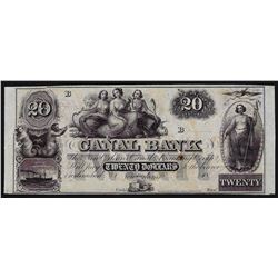 1800s $20 Canal Bank New Orleans Obsolete Bank Note ERROR Gutterfold
