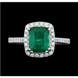 Platinum 1.99ct Emerald and Diamond Ring