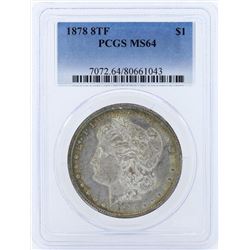 1878 8TF $1 Morgan Silver Dollar Coin PCGS MS64