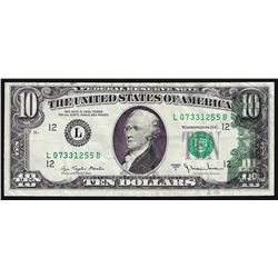 1977A $10 Federal Reserve Note Partial Offset ERROR