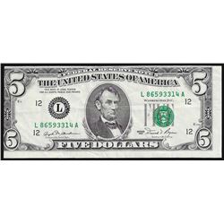 1981 $5 Federal Reserve Note Misalignment ERROR
