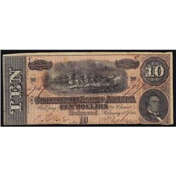 1864 $10 The Confederate States of America Note