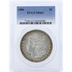 1886 $1 Morgan Silver Dollar Coin PCGS MS63