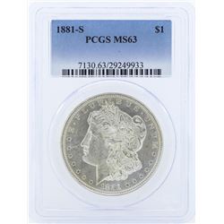 1881-S $1 Morgan Silver Dollar Coin PCGS MS63