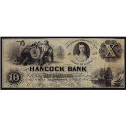 1854 $10 The Hancock Bank Ellsworth Maine Obsolete Bank Note