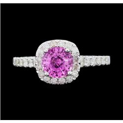 14KT White Gold 1.24ct Pink Sapphire and Diamond Ring