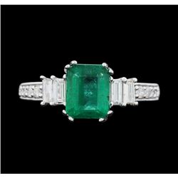 14KT White Gold 1.70ct Emerald and Diamond Ring