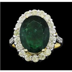 14KT Yellow Gold 4.07ct Emerald and Diamond Ring
