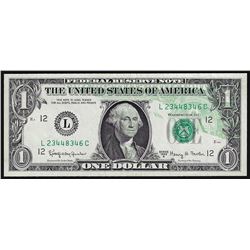 1963A $1 Federal Reserve Note Partial Offset ERROR