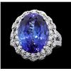 Image 1 : 18KT White Gold 12.01ct Tanzanite and Diamond Ring