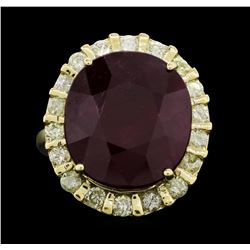 14KT Yellow Gold 21.36ct Ruby and Diamond Ring