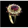Image 4 : 14KT Yellow Gold 3.87ctw Ruby and Diamond Ring