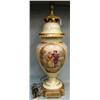 A 20thC large china and ormolu decoration table lamp depicting Regency figures, 24" high....