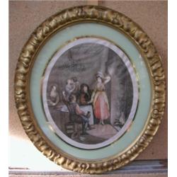 A set of six Edwardian gilded frame, coloured, pure stipple engraving, one entitled, 'October' af...