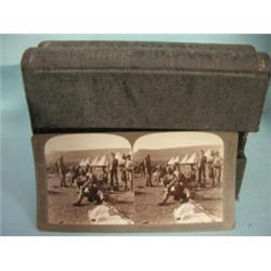 A set of (36 in all) 'South African War' (Boer War) stereoscopic slides in original Leather book...