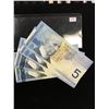 Image 1 : CANADA $5.00 BANKNOTE LOT OF 4 NOTES.