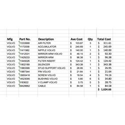 New Volvo Parts: Accumulator, Silencer, Filter Inserts, Mirror Arms, Nipple, Air Filters $1624 Value