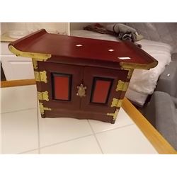 ROSE WOOD CABINET WITH BRASS ACCENT