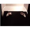 Image 1 : EARRINGS - NEW 1CTW  PEAR FACETED GARNETS & 2 ROUND FACETED DIAMONDS IN STERLING SILVER SETTING - RE