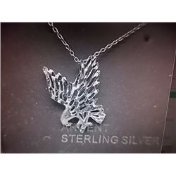 NECKLACE - STERLING SILVER DIAMOND CUT BALD EAGLE - ITALY - RETAIL ESTIMATE $200