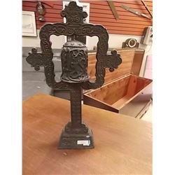 VINTAGE CAST IRON BELL ON STAND