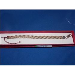BRACELET - NEW TRI-COLOUR  - ITALIAN - UNIQUE 4 BRAIDED STERLING SILVER FLAT CHAINS WITH STURDY LOBS