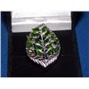Image 4 : RING - 2.24TCW  - MULTIPLE BRILIANT GREEN CHROME DIOPSIDE GEMSTONES IN STERLING SILVER LEAF DESIGNED