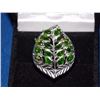 Image 5 : RING - 2.24TCW  - MULTIPLE BRILIANT GREEN CHROME DIOPSIDE GEMSTONES IN STERLING SILVER LEAF DESIGNED
