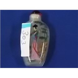 SNUFF BOTTLE- HAND PAINTED - WITH LID