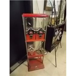 VINTAGE COIN OP CANDY MACHINES AND STAND- 4 PC TTL
