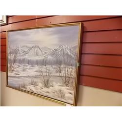 VINTAGE FRAMED OIL PICTURE - MOUNTAINS
