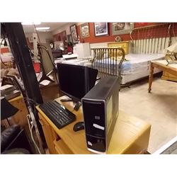 HP COMPUTER TOWER - POWERS ON TO WINDOWS INCLUDES MONITOR, KEYBOARD & MOUSE