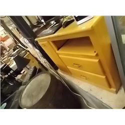 OAK CABINET WITH 2 DRAWERS - ON WHEELS